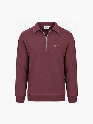 Supply & Co Sweat Polocollar Zip Aarav Marron