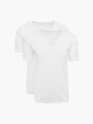 Mey Dry Cotton T-Shirt de cuello pico blanco (pack de 2)