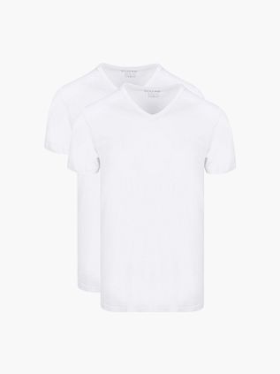 Slater 2-pack Basic Fit T-shirt V-hals Wit