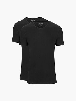 Slater 2-pakke Basic Fit T-shirt med V-hals Sort