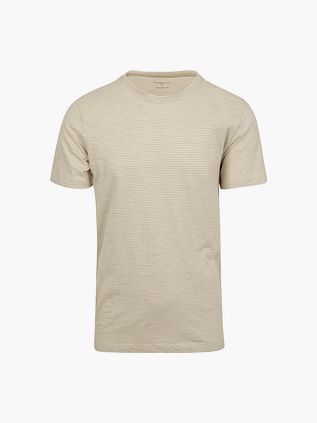 KnowledgeCotton Apparel T-shirt Stribet Beige