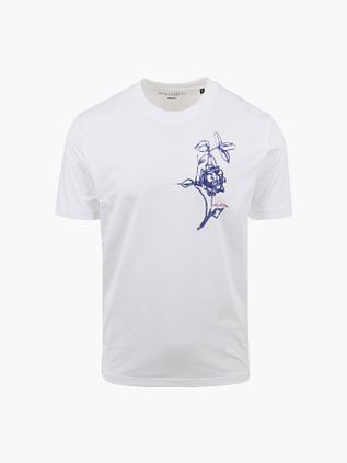 Marc O'Polo T-Shirt z kwiatowym motywem w kolorze białym