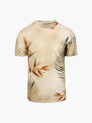 No-Excess T-shirt Med Print og rund hals i ecru-farve