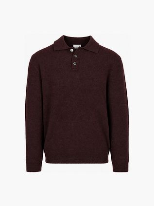 Profuomo Longsleeve Polohemd Boiled Wool Aubergine