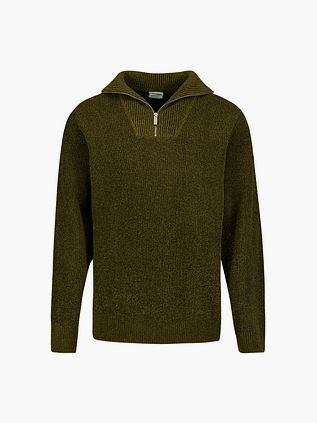 No Excess Half zip Jumper Chenille Olive