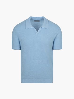 Suitable Poloshirt Riva Bean Leinen Baumwolle Hellblau