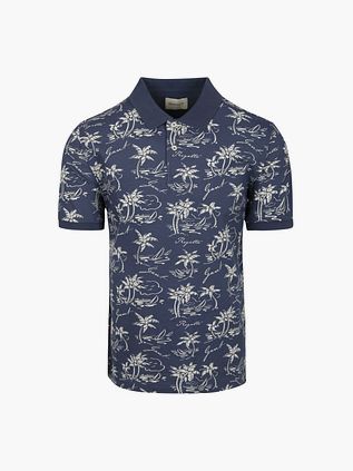 Gant Poloshirt mit Palm-Print Dusty Navy