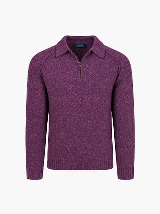 Suitable Polo Zip Pull Tweed Purple