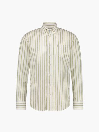 State of Art Skjorte i Lin med Striber Grøn