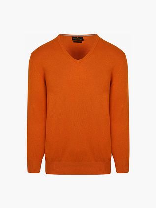 Steppin' Out Sweter z bawełny i kaszmiru z dekoltem w serek, pomarańczowy