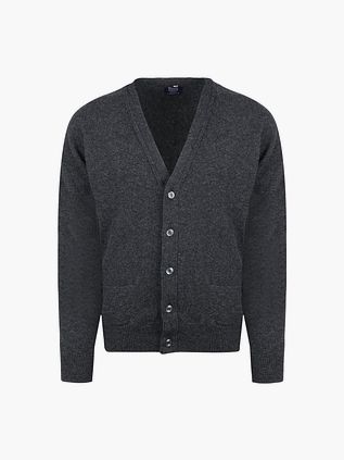 William Lockie Lammwolle Strickjacke Dunkelgrau