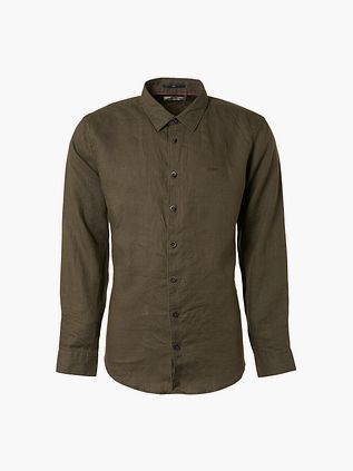 No Excess Skjorte i Lin Army Grønn
