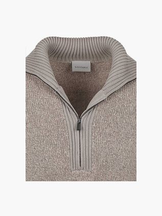 Suitable Deep Zip Pullover Boiled Wool Taupe