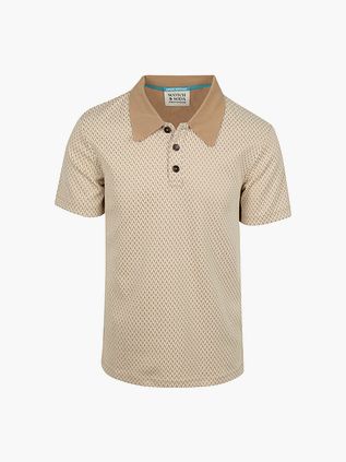 Scotch & Soda Polo De Punto Jacquard Beige