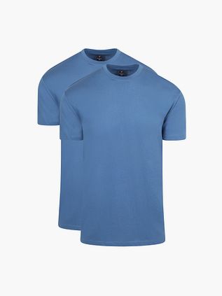 T-shirt Suitable Obra z wysokim okrągłym dekoltem w kolorze niebieskim, zestaw 2 sztu