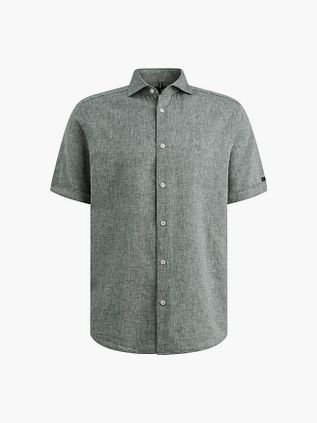 Vanguard Short Sleeve Skjorta Linblandning Ljusblå