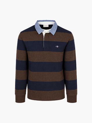 Gant Rugger Shield Chambray Polo Rayures bleu marine/marron