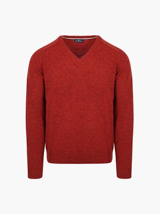 Steppin' Out Pullover V-Ausschnitt Lammwolle Rot
