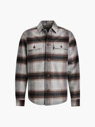 Vanguard Overshirt w kratę z czesanej mieszanki wełny, szary