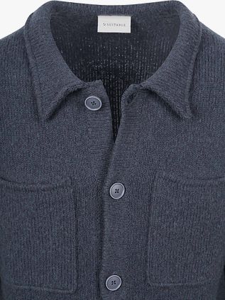 Suitable Cardigan Boiled Wool Blue