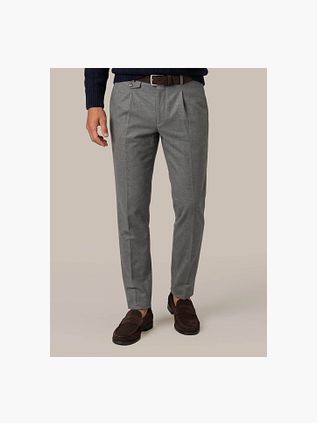 Suitable Chino Pico Pleat Flanel Grau