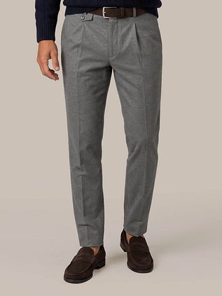 Suitable Chino Pico Pleat Flanel Grijs
