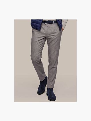 Suitable Chino Pico Pleat Check Sand