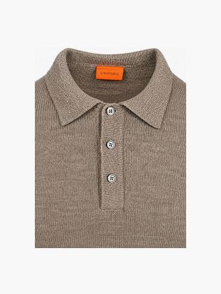 Suitable Button Longue Melange Polo Shirt Beige