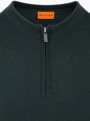Suitable Crew Zip Merino Dark Green