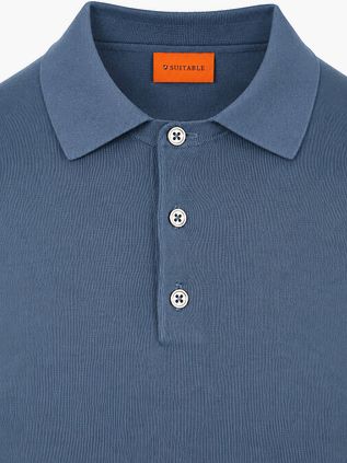 Suitable Compact Cotton Polo Shirt Denim Blue