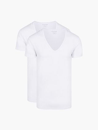 Slater 2-pack elastyczny T-Shirt z głębokim dekoltem V, biały