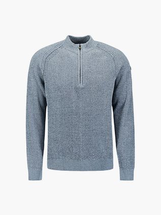 Sweter No Excess z krótkim zamkiem w kolorze błękitnym