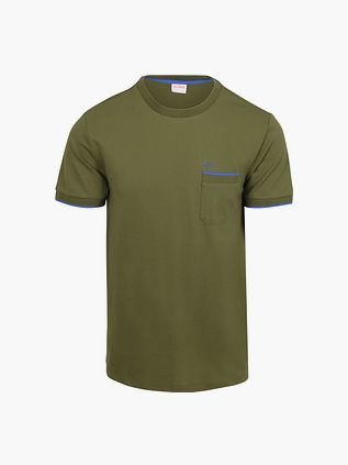 T-shirt Sun68 z kieszonką i neonowym paskiem w kolorze oliwkowym