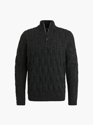 Vanguard Trøje med Halv lynlås i Groft Strikk i Sort