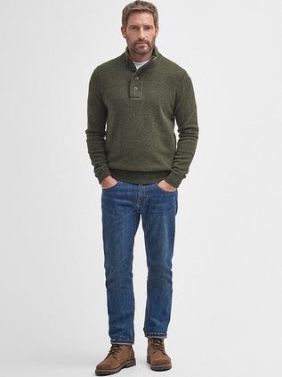 Barbour sweter z wełny z naszywką, zielony
