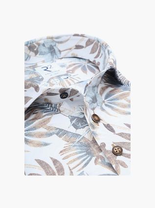 R2 Shirt Leaves Print Beige