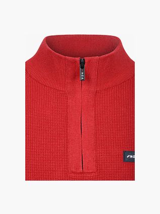NZA Half Zip Slub Knit Melange Red