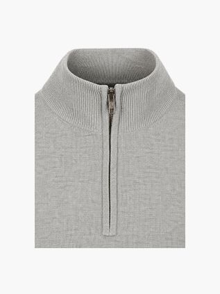 Steppin' Out Half Zip Pullover Merino Wool Light Grey