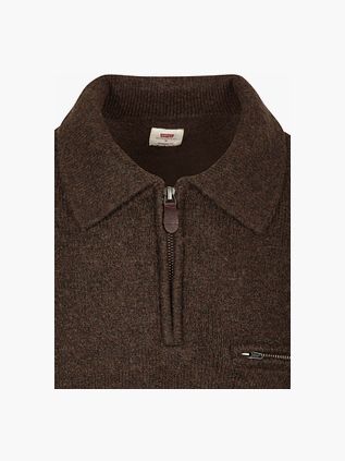 Levi's Longsleeve Half Zip Polo Shirt Brown