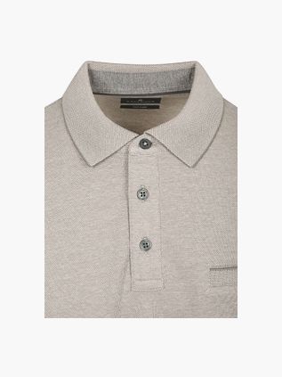 CASAMODA Long Sleeve Poloshirt Structure Grey