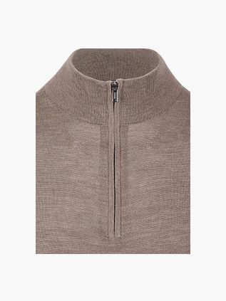 Profuomo Half Zip Pullover Merino Wool Brown