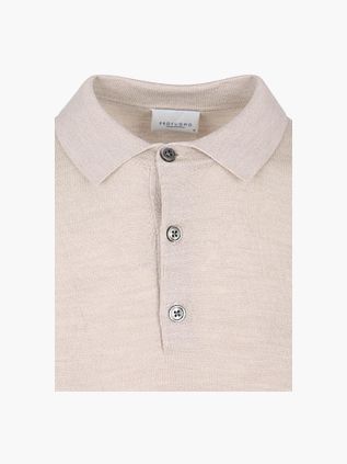 Profuomo Longsleeve Polo Shirt Merino Wool Beige