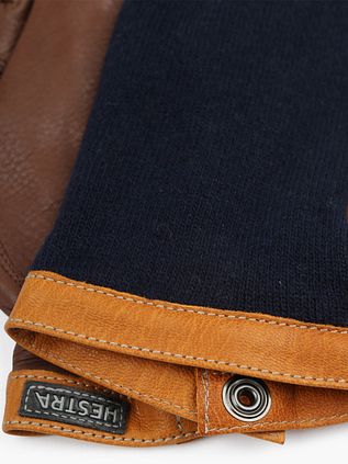 Hestra Handschoen Wool Tricot Leer Navy Chocolate