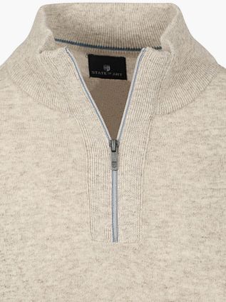 State Of Art Half Zip Pullover Wool Blend Melange Greige