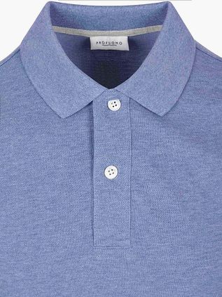 Profuomo Piqué Polo Shirt Melange Blue