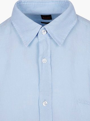 BOSS Relegant Hemd Leinen Hellblau