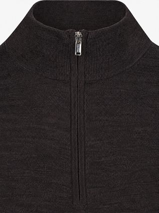 Profuomo Half Zip Pullover Merino Wool Dark Brown