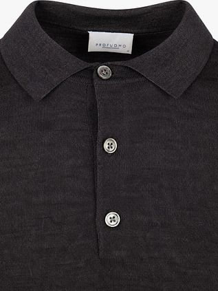Profuomo Longsleeve Polo Shirt Merino Wool Dark Brown