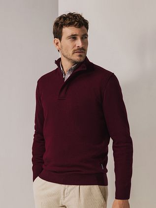 State Of Art Half Zip Trøje Wool Blend Burgundy