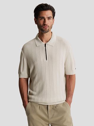 Cast Iron Half-Zip Polo Structure Ecru